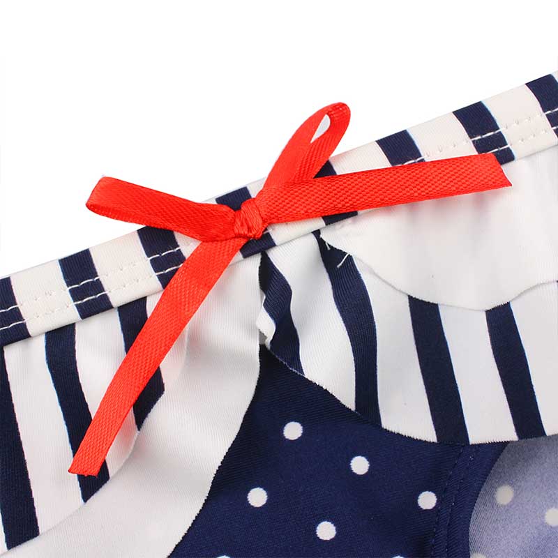 Estamico Little Girls' Summer Two Piece Tankini Kids Swimsuit Bathing Suit Swimwear Navy Stripe