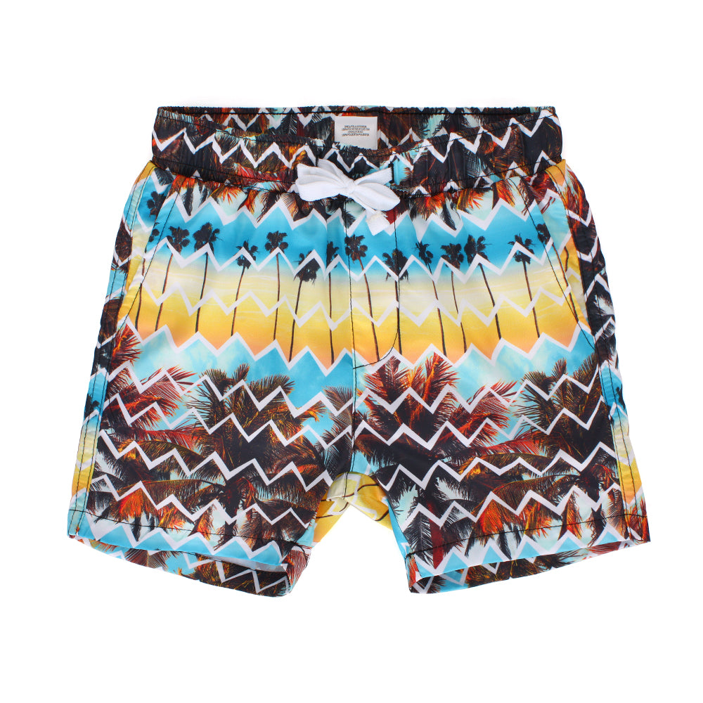 ESTAMICO Boys' Quick Dry Beach Swim Trunk Hawaii Printed Board Shorts with Pockets