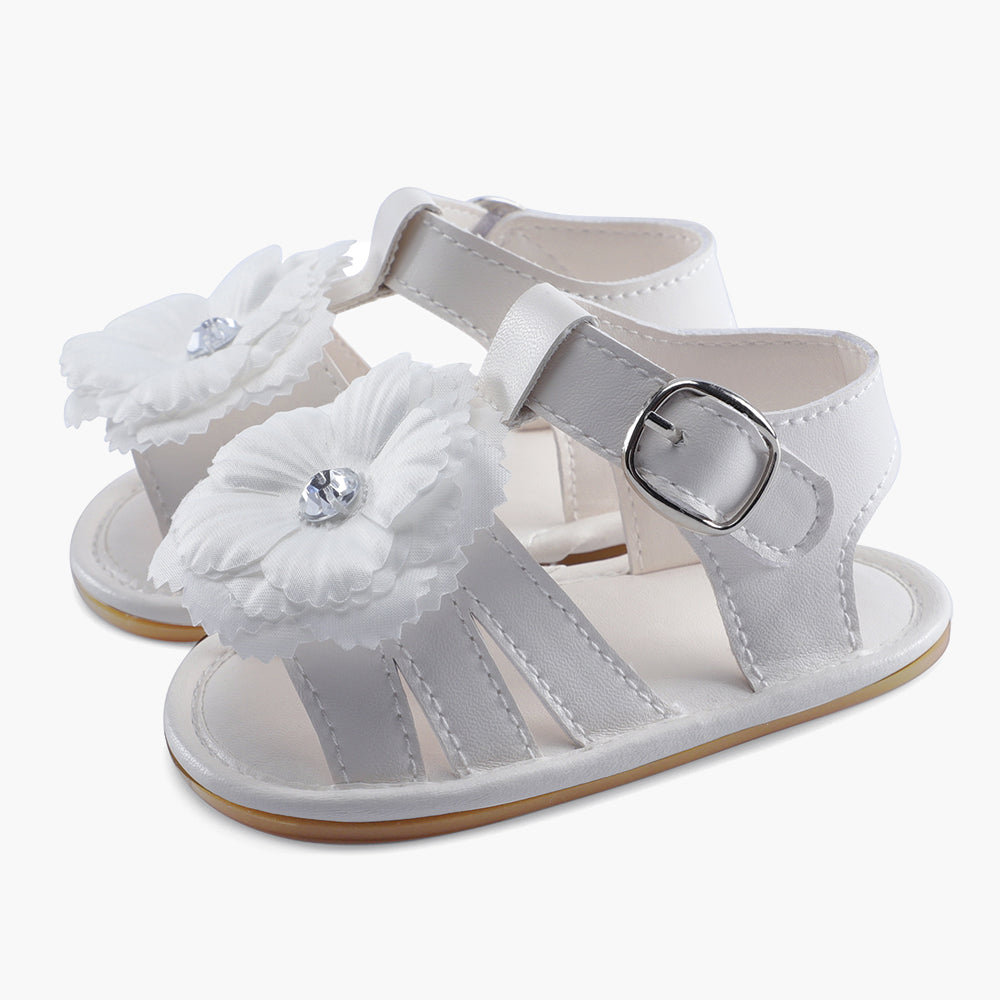 ESTAMICO Baby Girls Flower Summer Shoes Soft Rubber Sole Infant Toddler Prewalker Dress Sandals