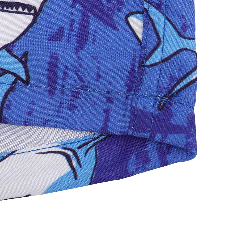 ESTAMICO Boys' Quick Dry Beach Swim Trunk Shark Printed Board Shorts with Pockets