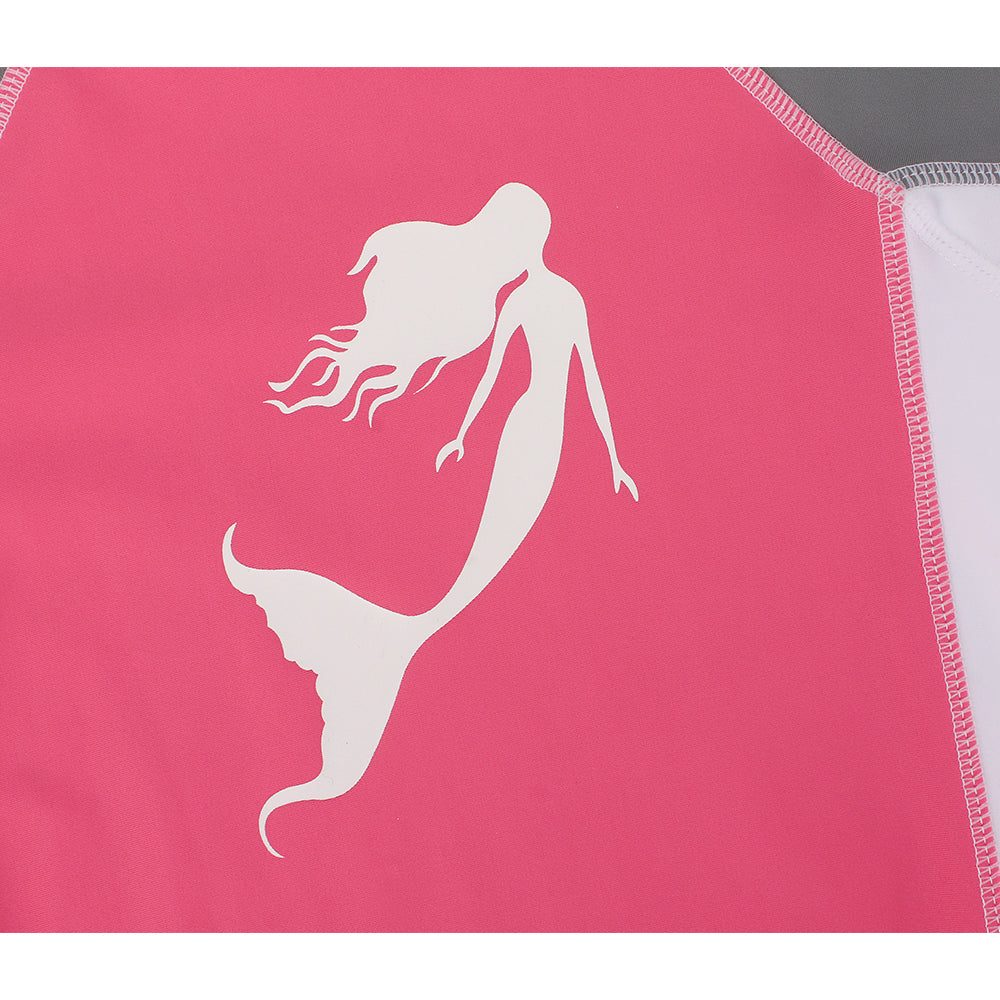 Estamico Girls' Long Sleeve Rash Guard UPF 50+ Mermaid Sun Swimming Pool & Beach Kids Toddler Swim Shirt