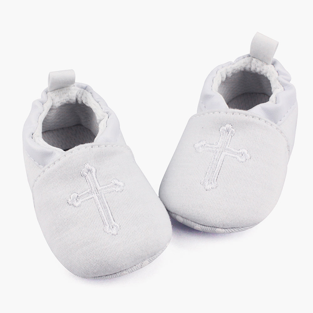 ESTAMICO Baby Boys' and Girls' Premium Soft Sole Infant Pre-walker Sneaker Baptism Shoes Cross designed
