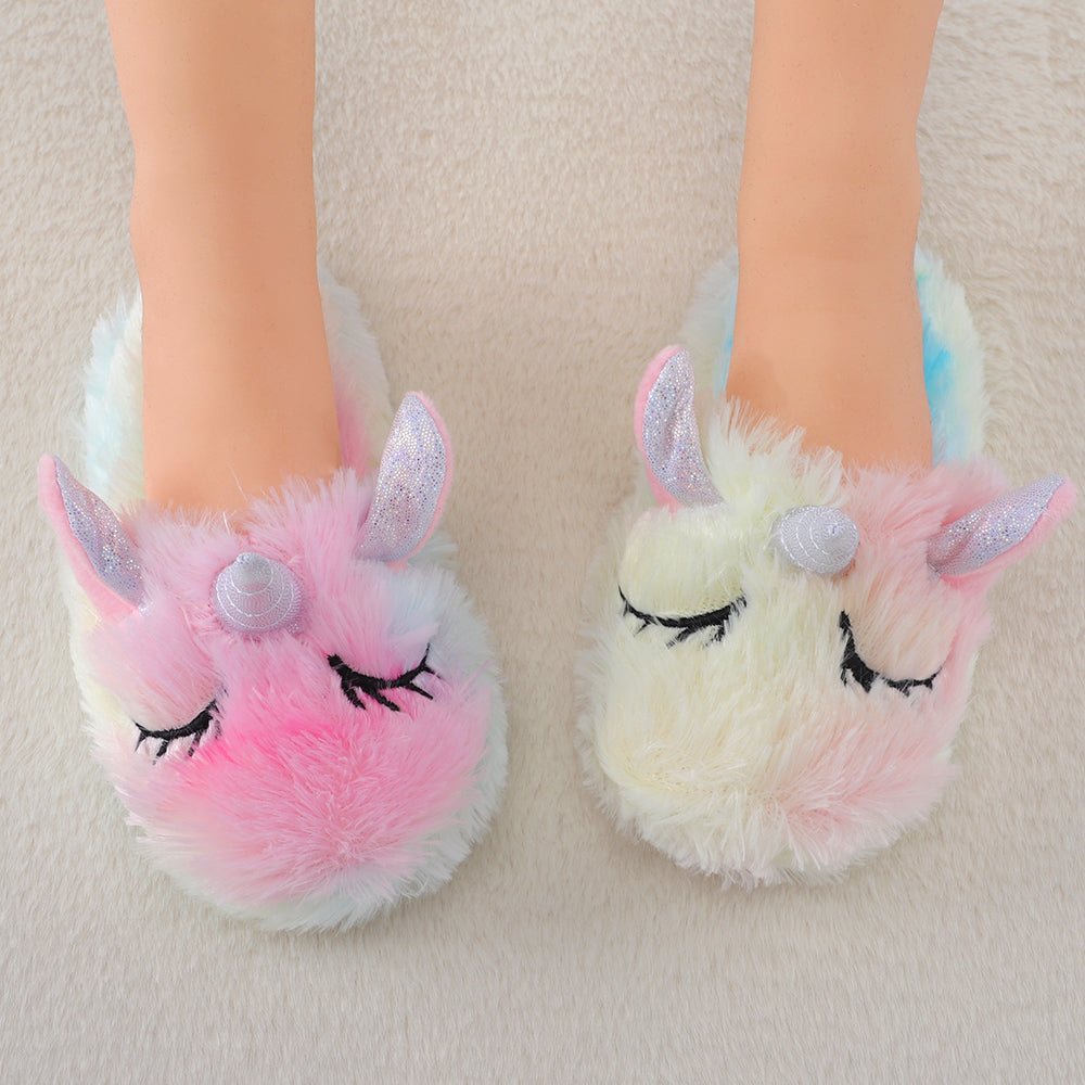ESTAMICO Toddler Kids Slippers Cute Animal Cartoon Shoes Girls Boys Warm Fleece Winter Household Slippers