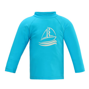 Open image in slideshow, Estamico Boys&#39; Long Sleeve Swimwear  Sailing Boat  Rash Guard Athletic Tops Swim Shirt UPF 50+ Sun Protection

